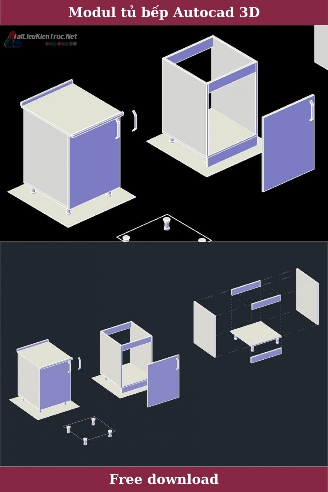Mutfak modülü - Modul tủ bếp Autocad 3D