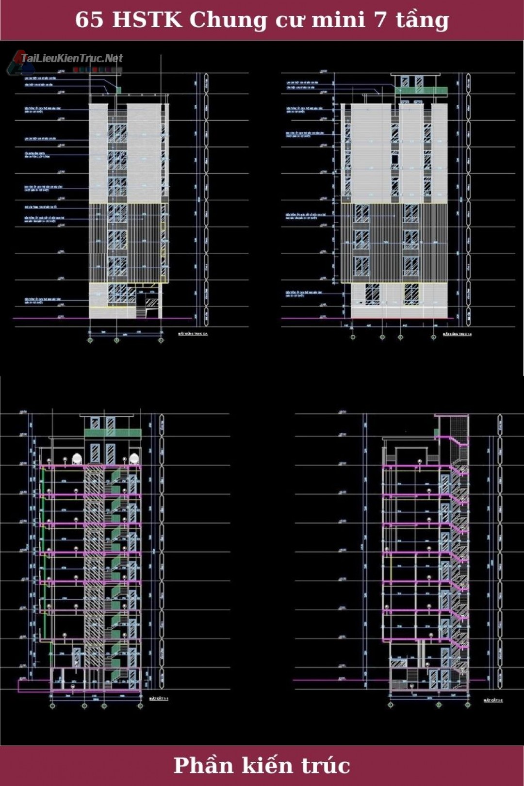 65. Hồ sơ thiết kế chung cư mini 7 tầng 2 mặt tiền phần kiến trúc