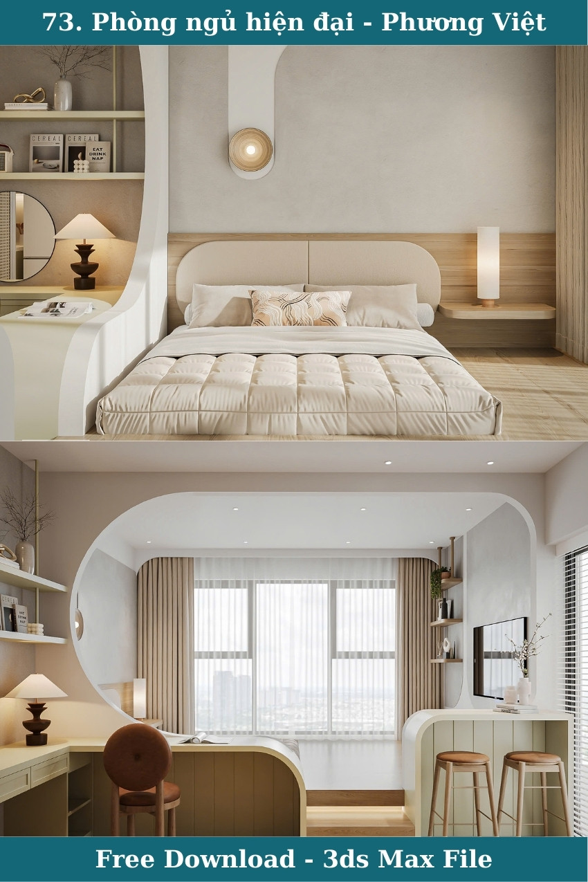 73. Thiết kế nội thất phòng ngủ bởi Phương Việt file 3ds max