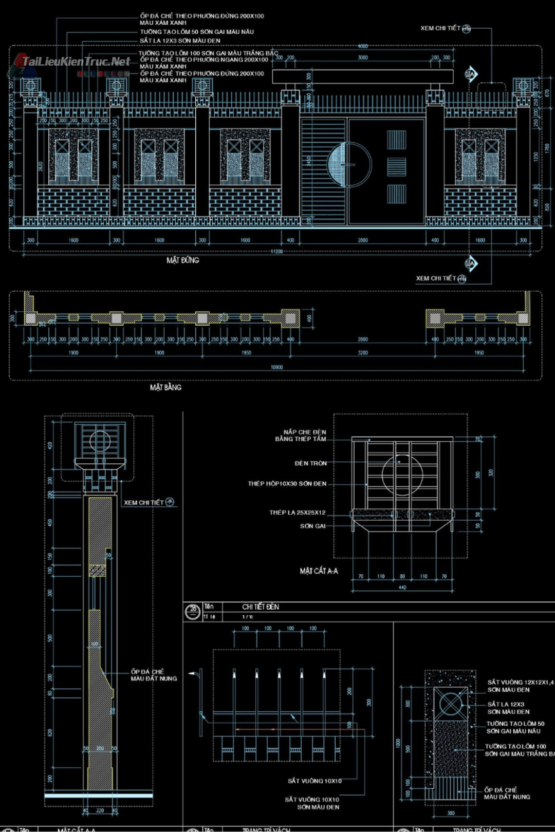 6. Bản vẽ chi tiết cổng tường rào tải miễn phí