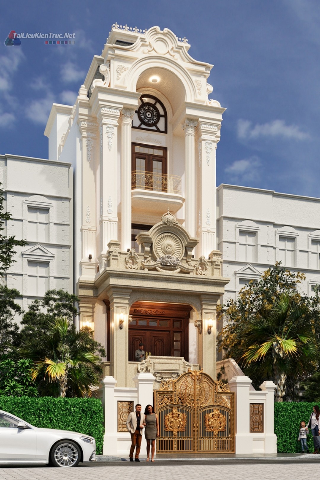 105. Phối cảnh nhà phố tân cổ điển file 3ds max corona