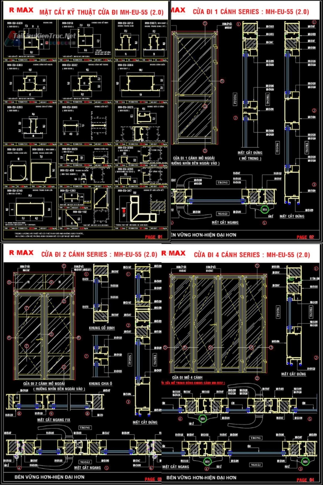 Bản vẽ Autocad chi tiết Hệ nhôm cửa Đài Loan tải miễn phí