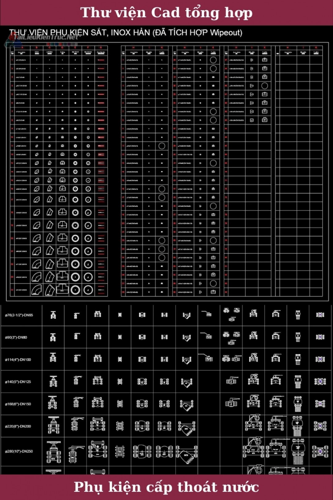 Thư viện Cad phụ kiện cấp thoát nước