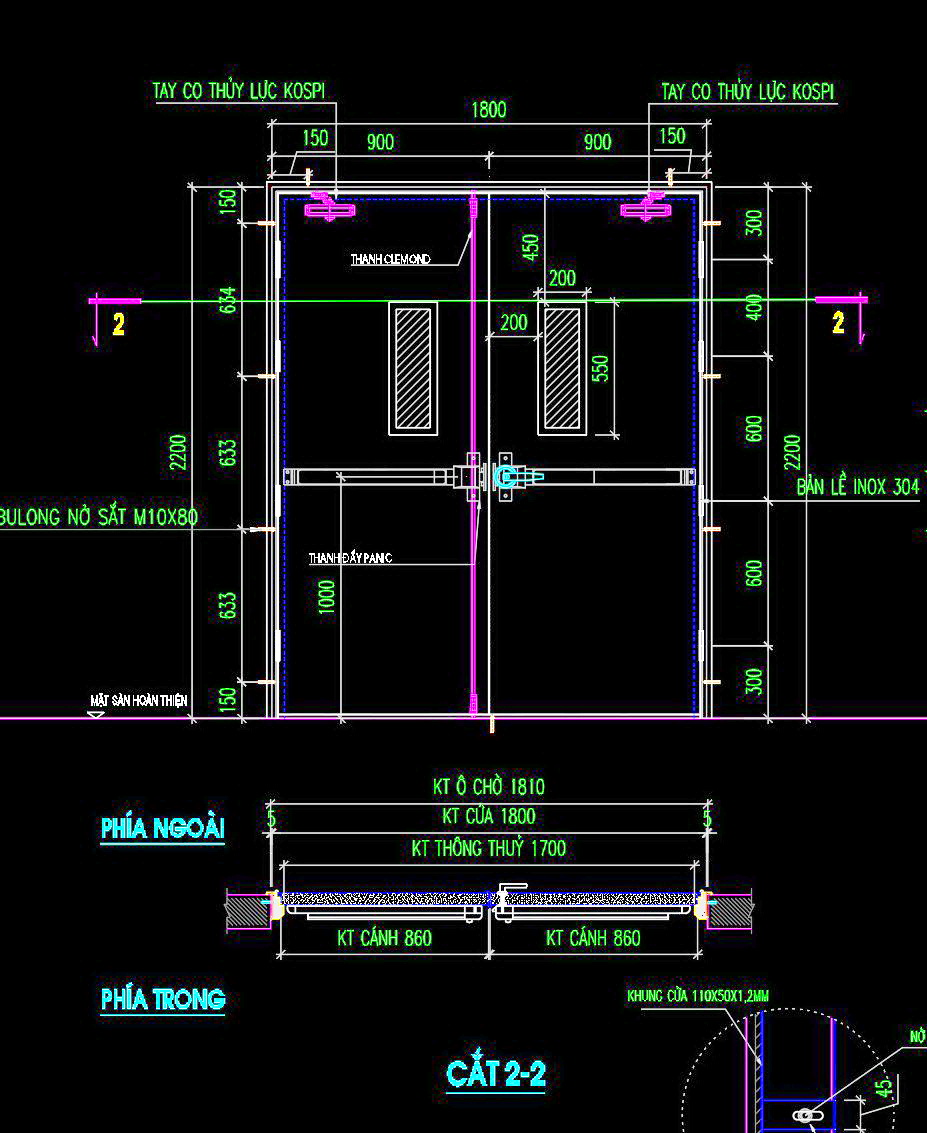 61. Bản vẽ shop cửa chống cháy 1800x2200