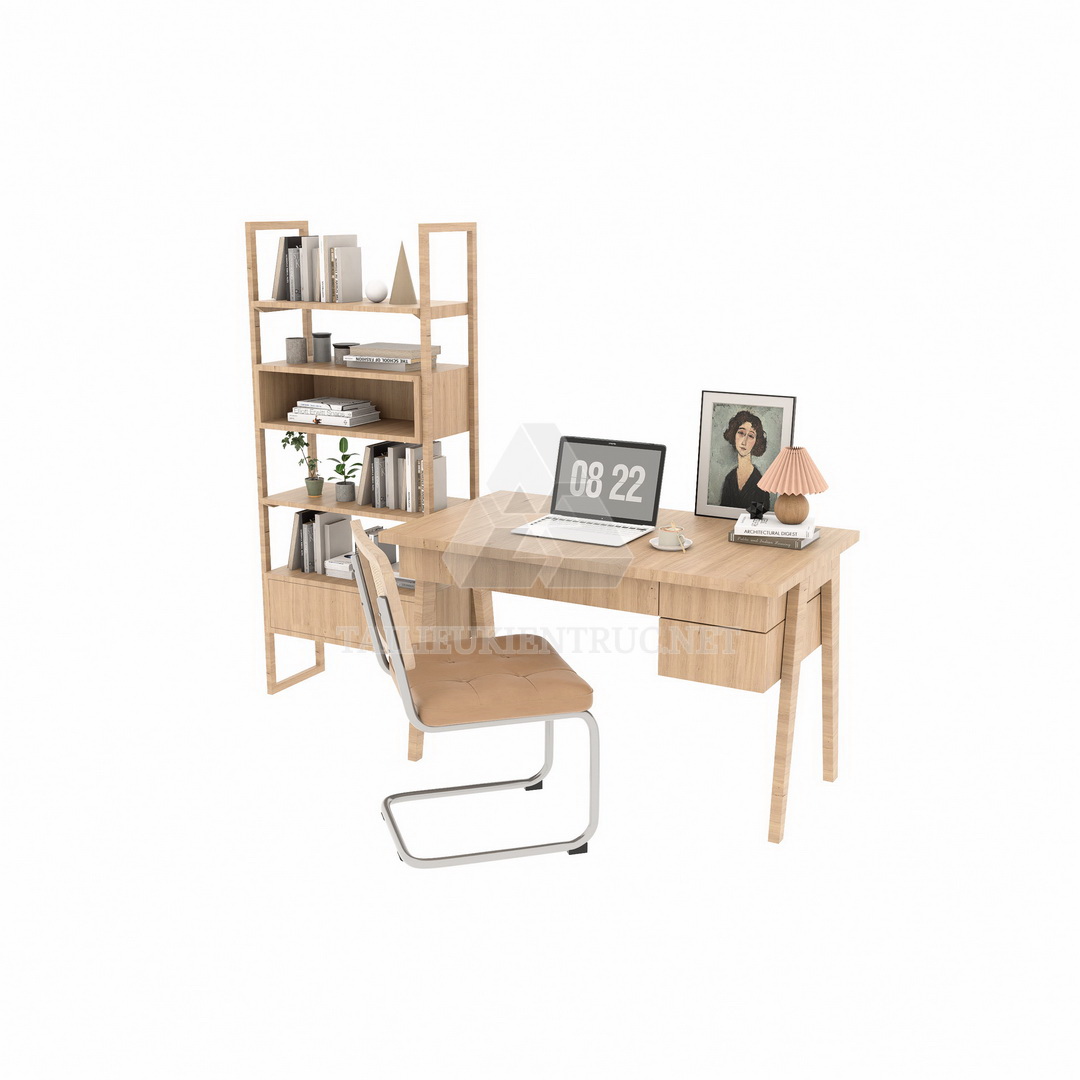 11. Bàn học và giá sách file sketchup miễn phí