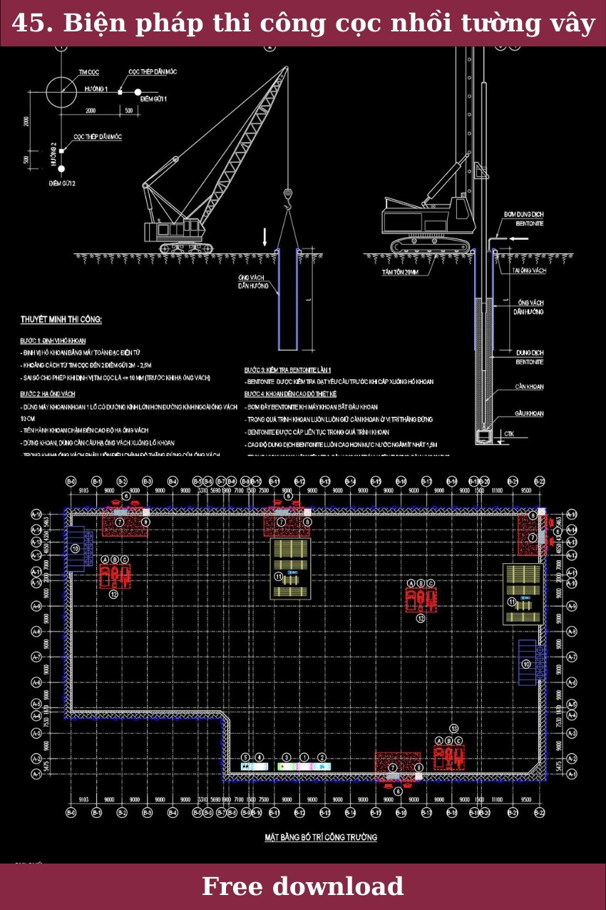 45. Biện pháp thi công cọc nhồi tường vây