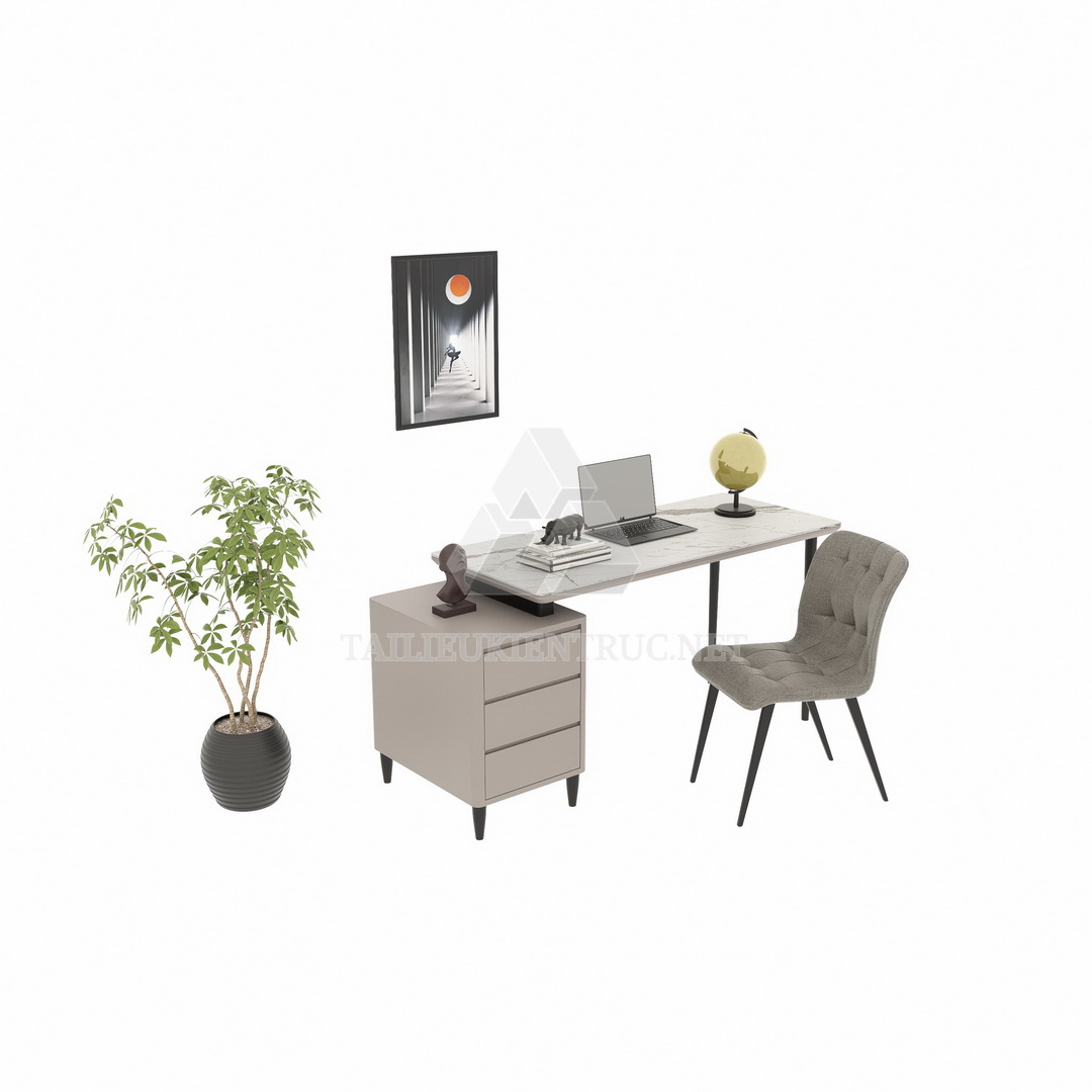 16. Bàn học bàn làm việc sketchup hiện đại