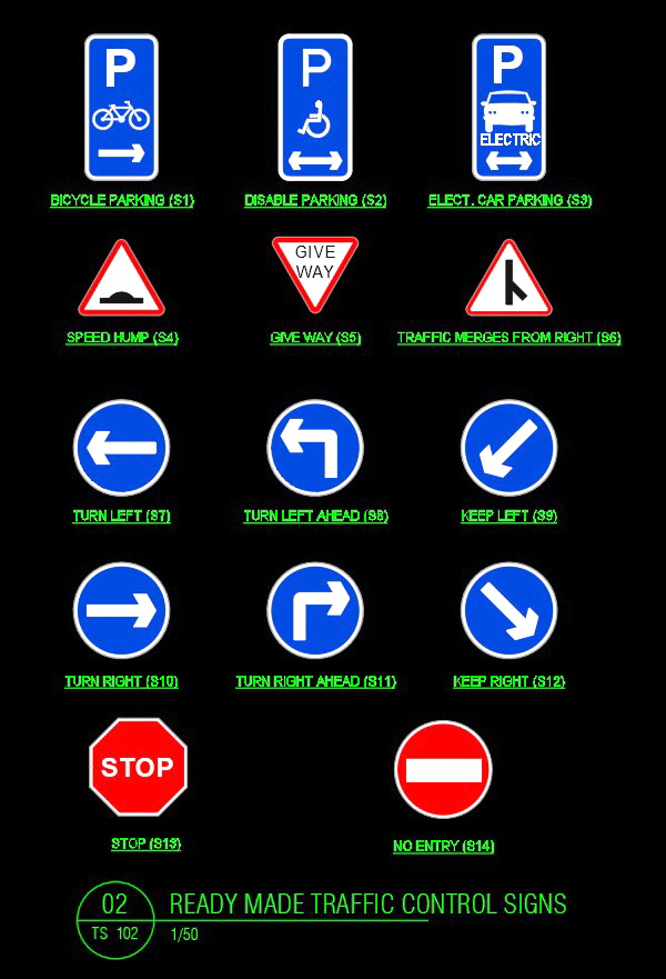 14. Bản vẽ cad ký hiệu giao thông