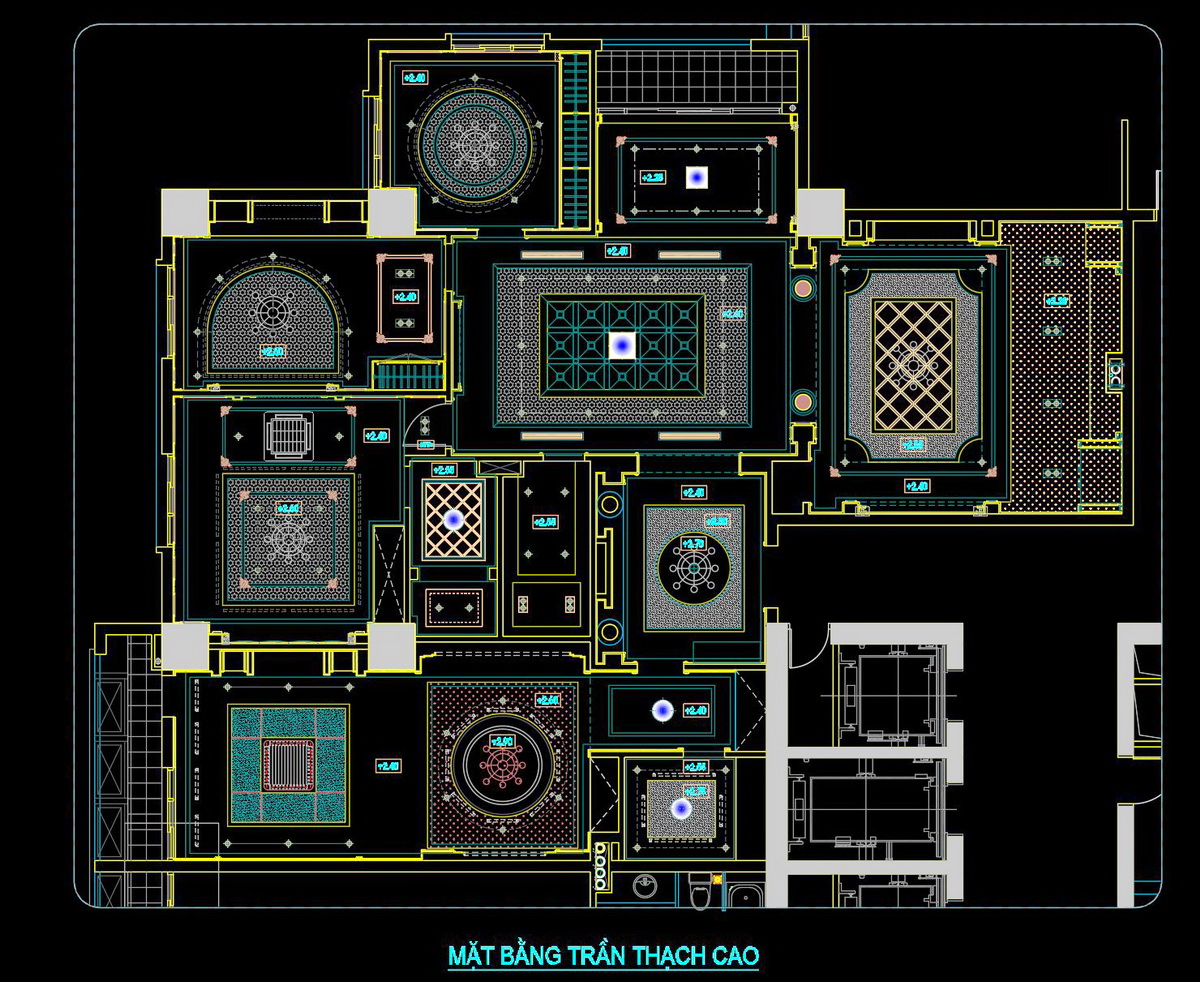 10. Bản vẽ chi tiết trần đèn biệt thự tải miễn phí
