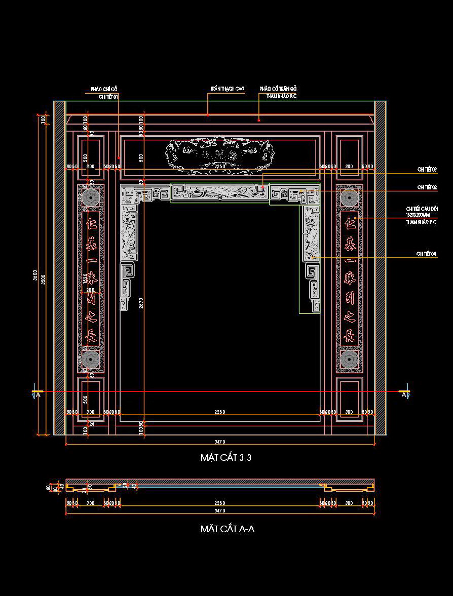 100. Chi tiết phòng thờ file autocad miễn phí