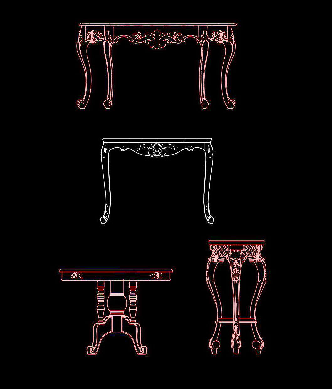 106. Bản vẽ chi tiết bàn console tân cổ điển