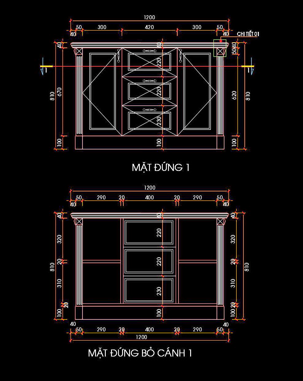 109. Bản vẽ chi tiết bàn đảo bếp