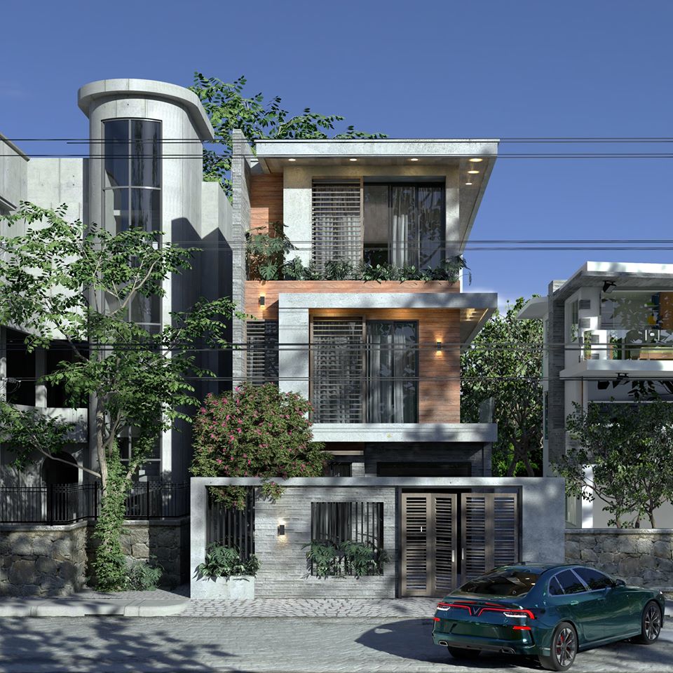 4. Phối cảnh Sketchup nhà phố 3 tầng hiện đại tác giả Lee Min Dung