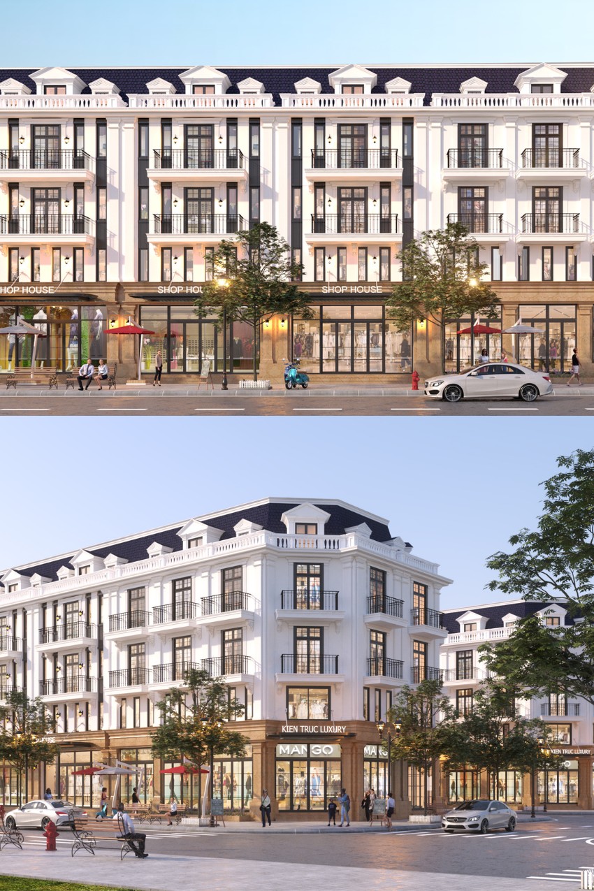 6. Phối cảnh sketchup dãy shop house tân cổ điển bởi Ha Anh