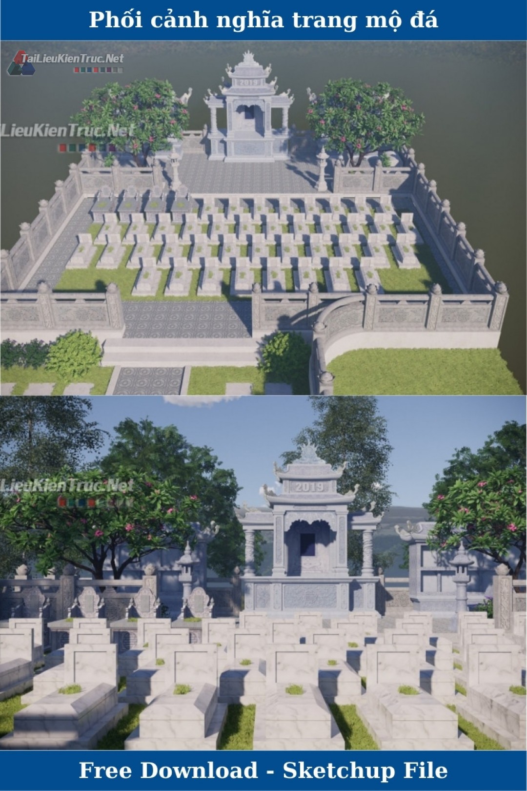 Thư viện sketchup file phối cảnh ngôi mộ tổ bằng đá share by Bùi Đình Thi