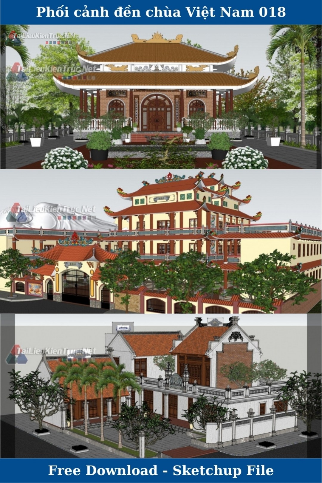 File Model Sketchup phối cảnh chùa, Đình, Nhà thờ họ 018
