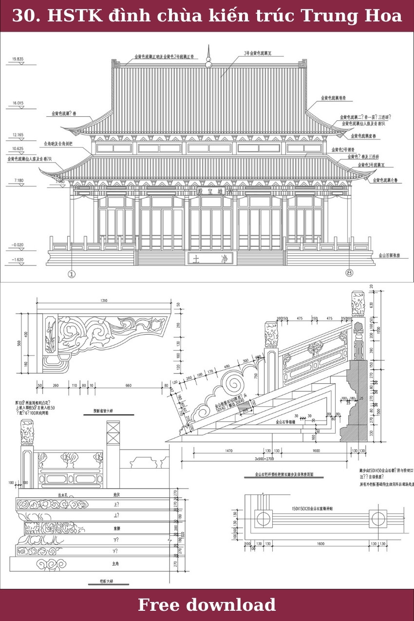30. Hồ sơ thiết kế đình chùa kiến trúc Trung Hoa tải miễn phí