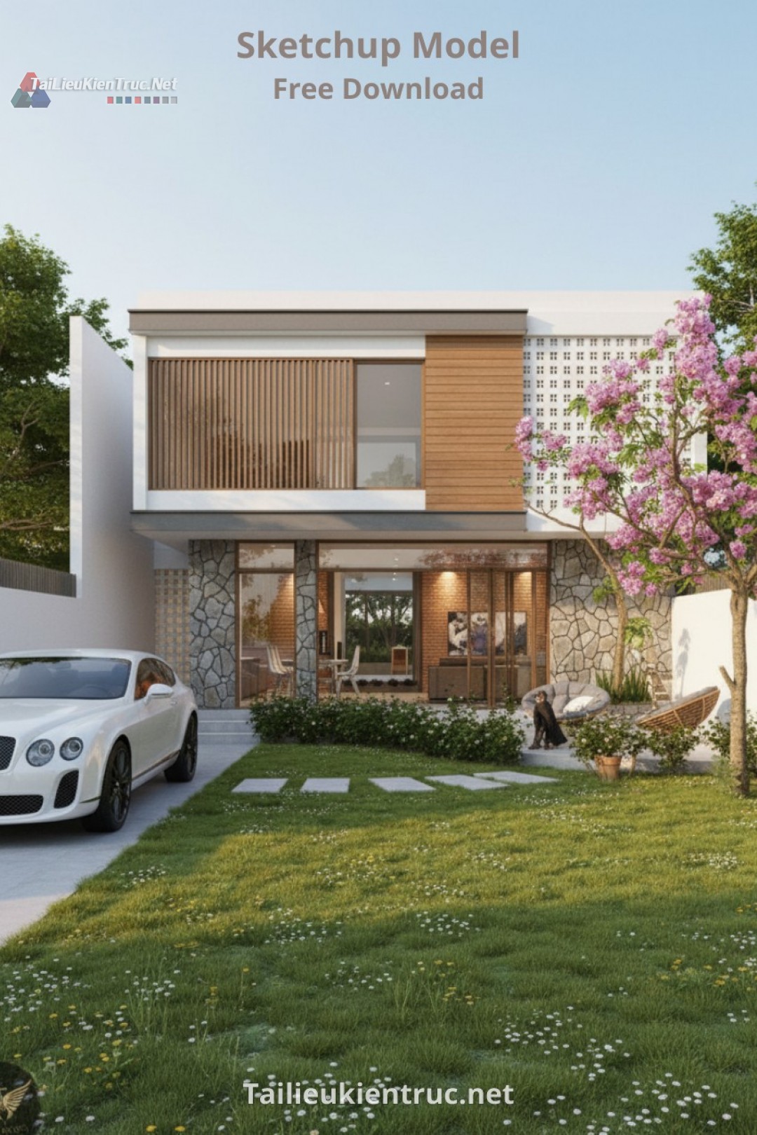 20. Phối cảnh Sketchup nhà phố 2 tầng tác giả Tai Le