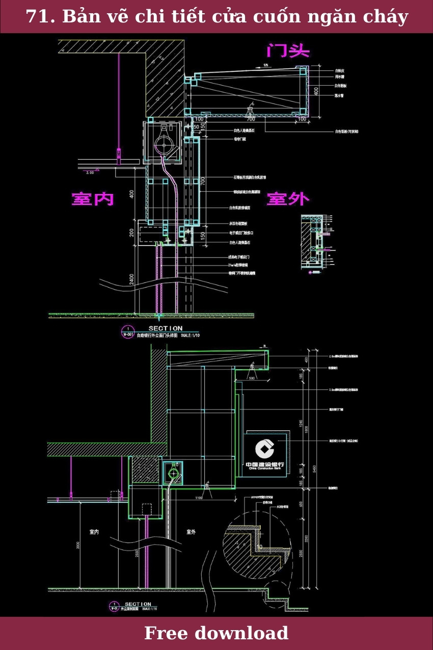 71. Bản vẽ chi tiết cửa cuốn ngăn cháy