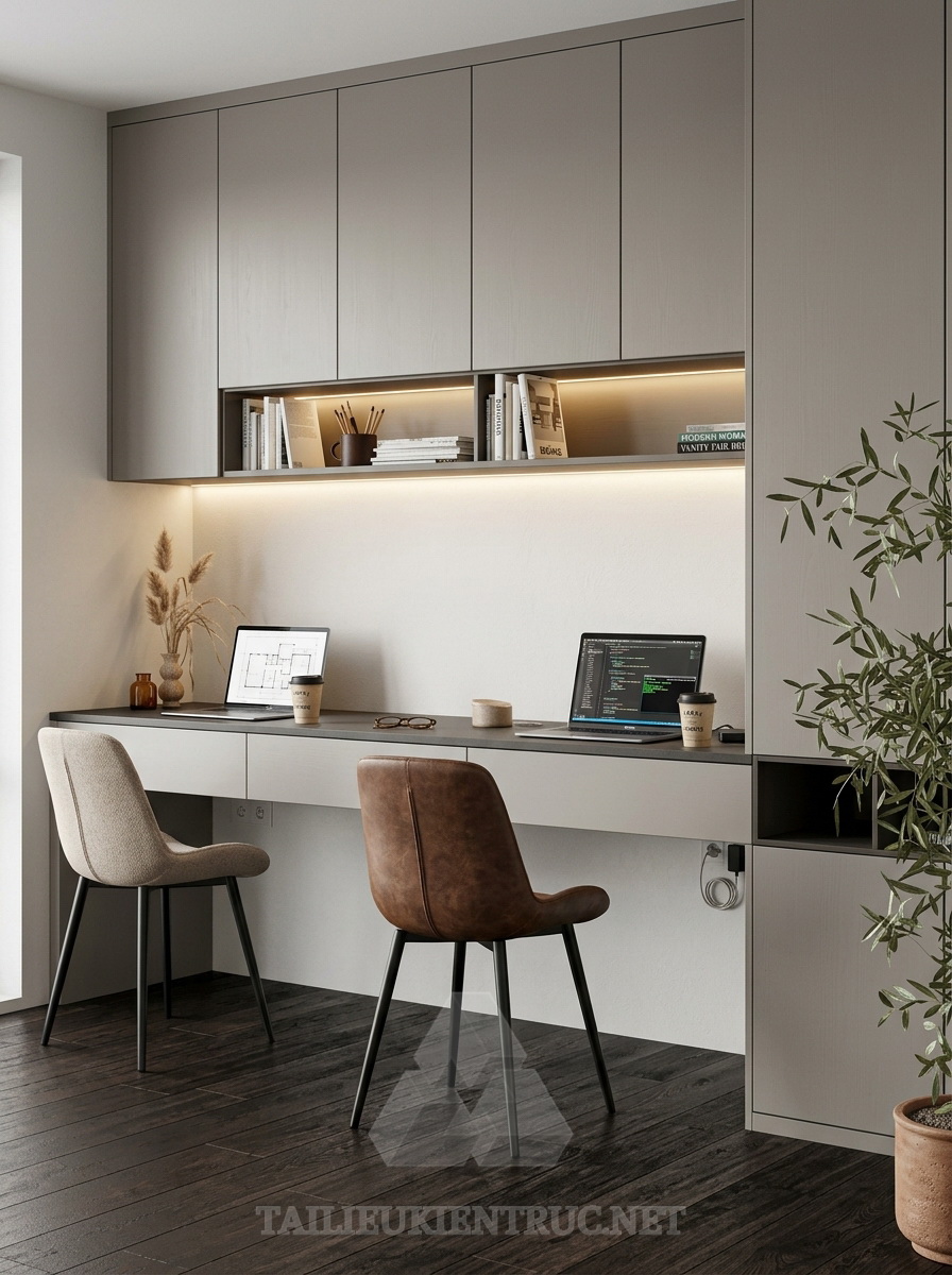 24. Sketchup model bàn học đôi hiện đại