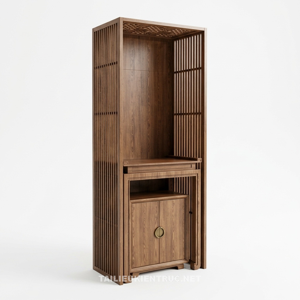 51. Sketchup model bàn thờ và vách ngăn