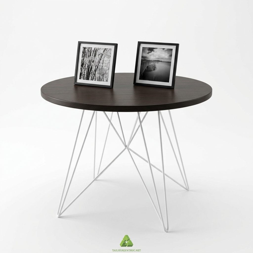 28. Sketchup model bàn trà tròn chân sắt