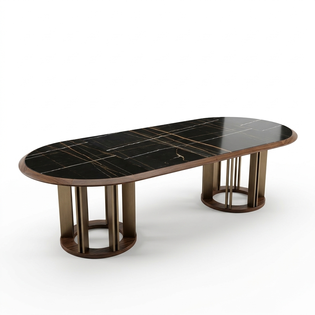 37. Model sketchup bàn trà dài gỗ đá