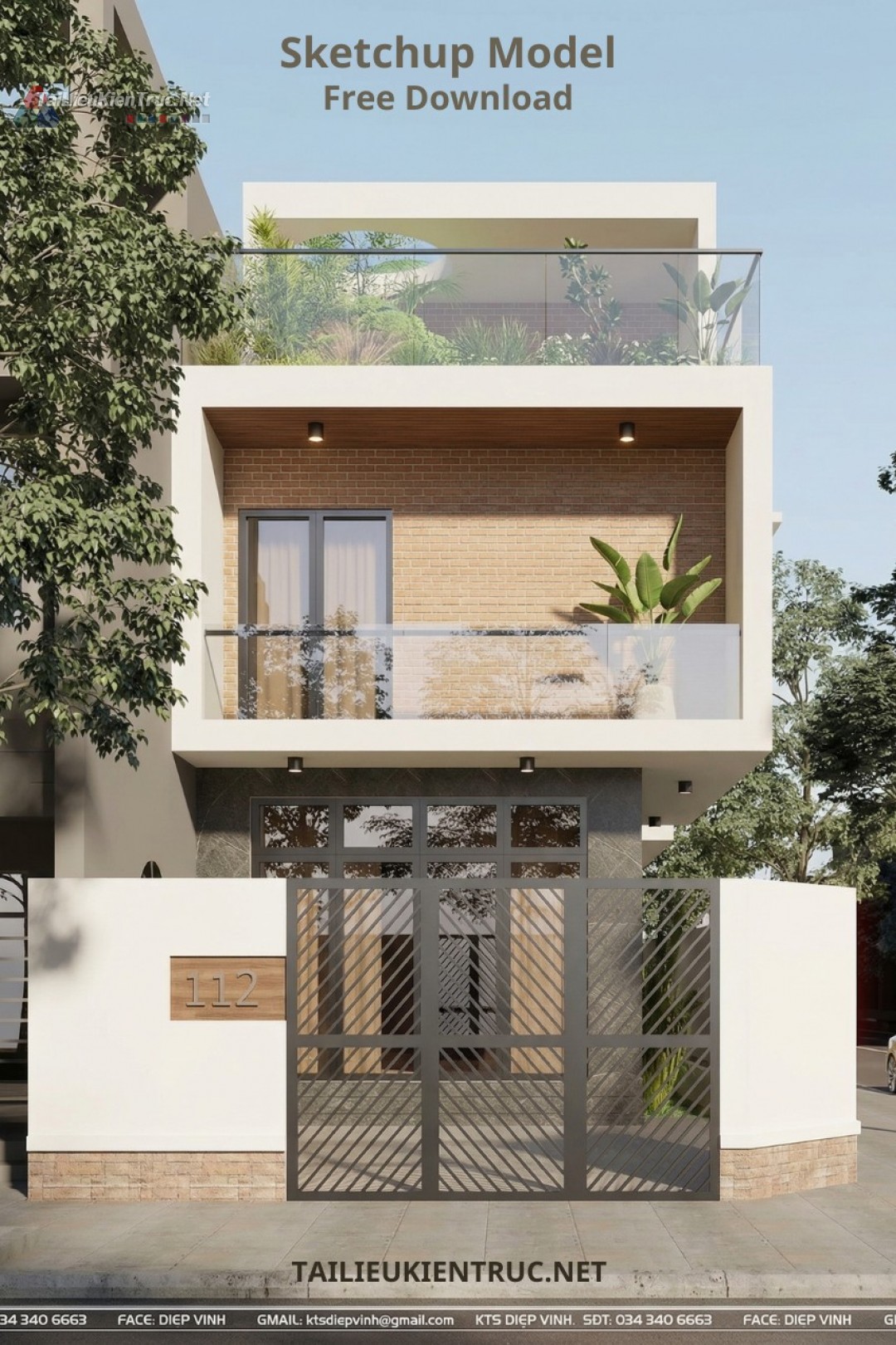 9. Phối cảnh nhà phố 3 tầng hiện đại tác giả Diep Vinh