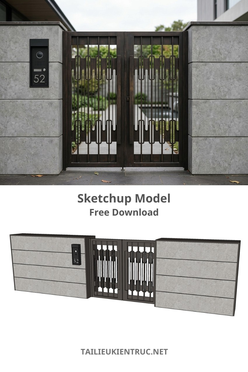 113. Sketchup model cổng hiện đại tải miễn phí
