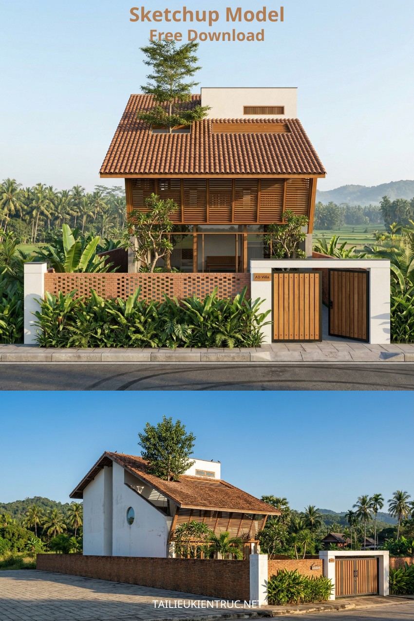 28. Phối cảnh sketchup nhà phố tropical
