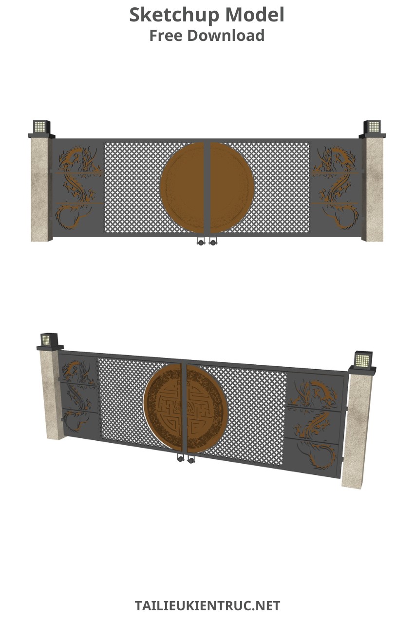 125. Mẫu cổng thép họa tiết rồng uy lực