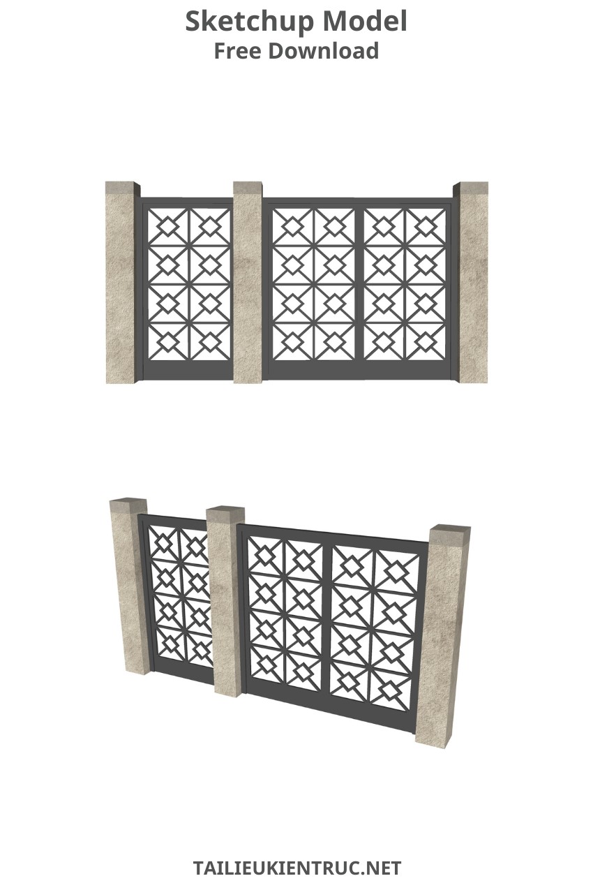 127. Model cổng sắt hiện đại file sketchup miễn phí
