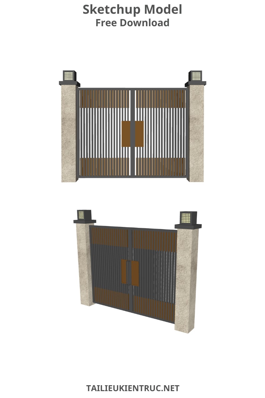 132. Model sketchup cổng sắt hộp hiện đại