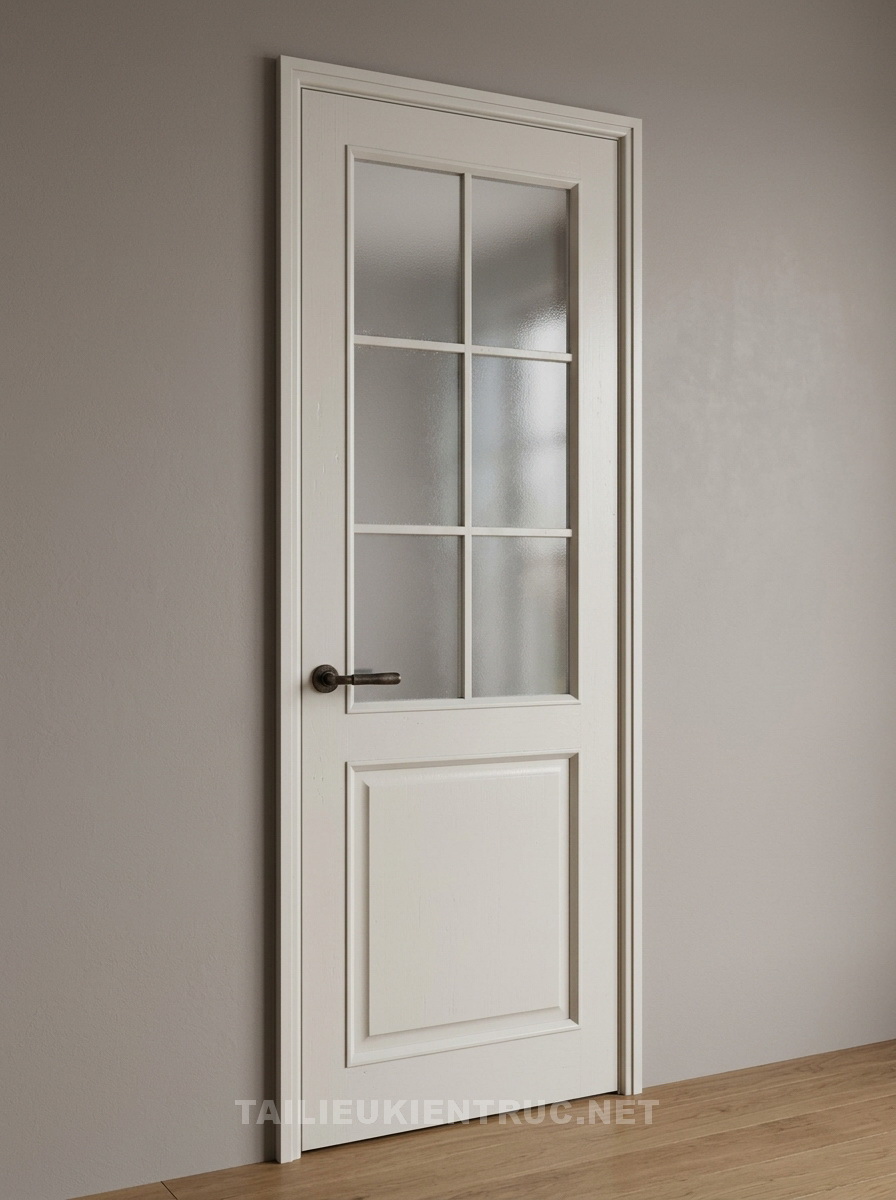 153. Model sketchup cửa đi gỗ kính