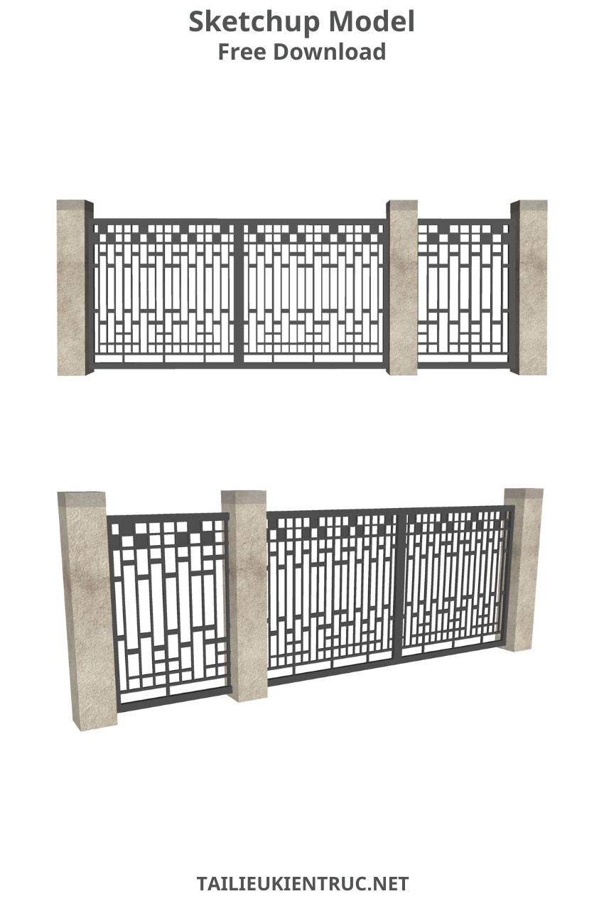 138. Model cổng nan sắt hiện đại file sketchup