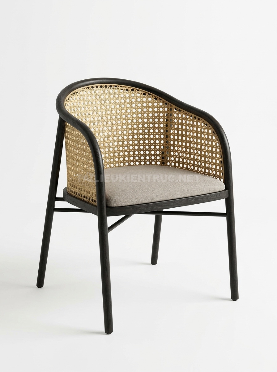 218. Model sketchup Ghế gỗ cao cấp tựa mây đan vòm tinh tế