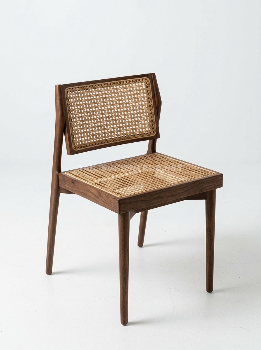 220. Ghế gỗ tựa mây đan phong cách cổ điển