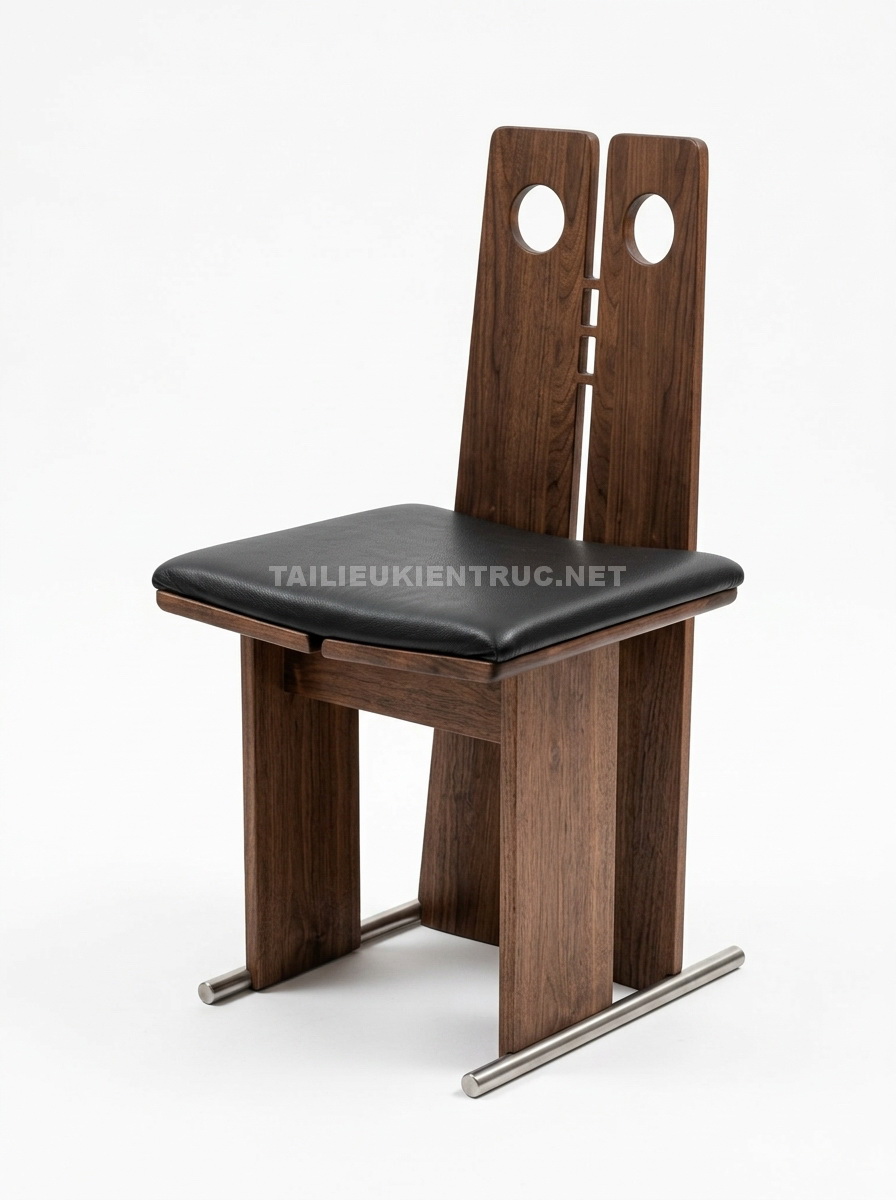 223. Model sketchup Ghế gỗ thiết kế hiện đại đệm da cao cấp