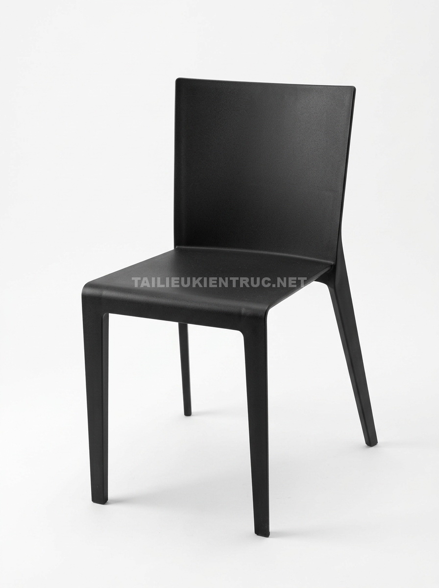 227. Model sketchup Ghế nhựa đúc đen nguyên khối Minimalist