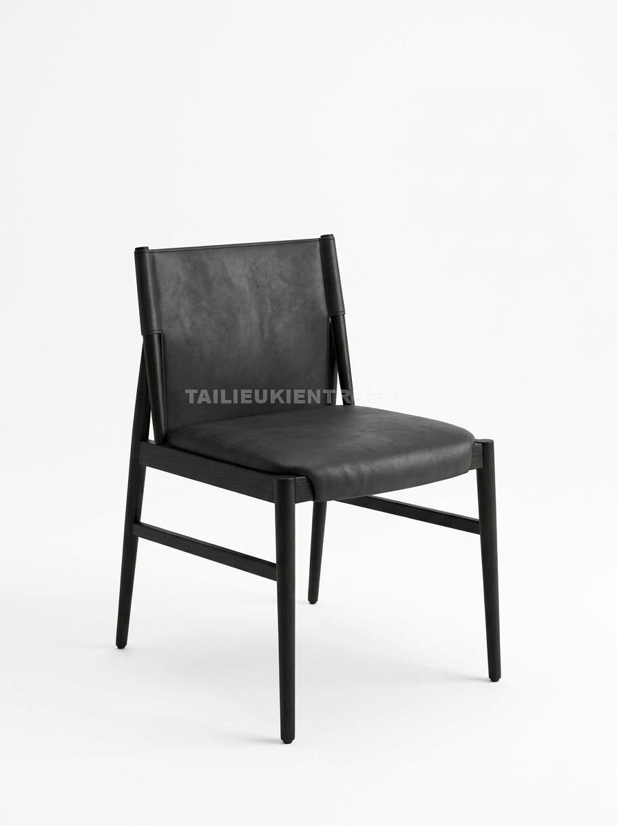 232. Model sketchup Ghế tối giản khung đen bọc da sang trọng