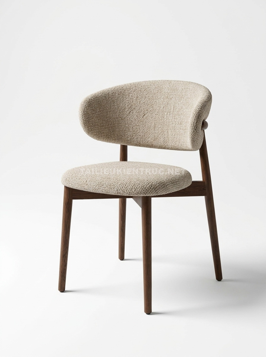 239. Model sketchup Ghế gỗ tự nhiên bọc nỉ thiết kế bo cong