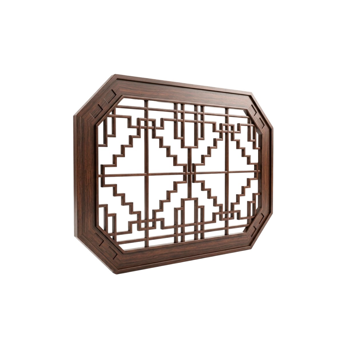 27. Model Sketchup Khung trang trí bát giác gỗ họa tiết cổ điển Á Đông