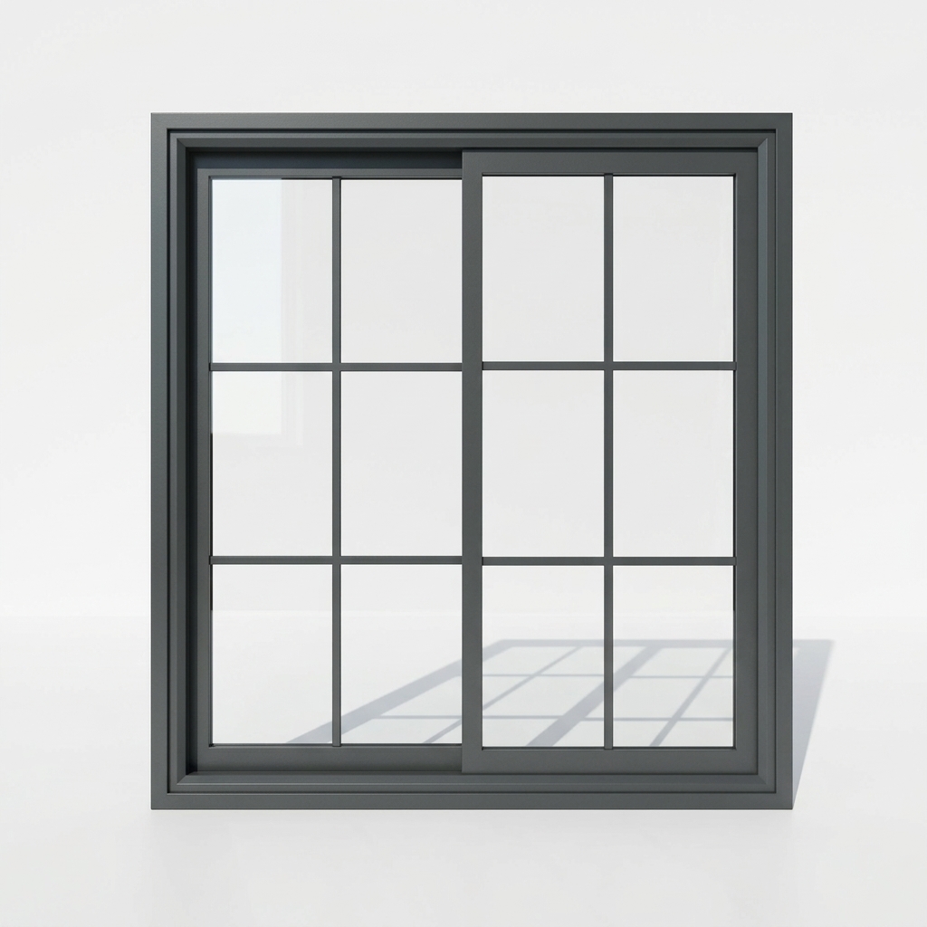 9. Model sketchup cửa nhôm kính 2 cánh lùa