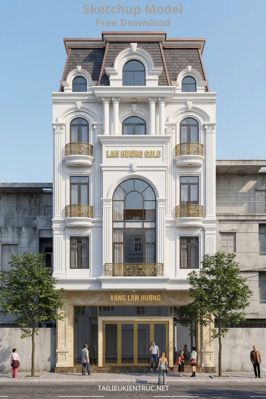 29. Phối cảnh Sketchup nhà phố tân cổ điển tác giả Cuong Humor