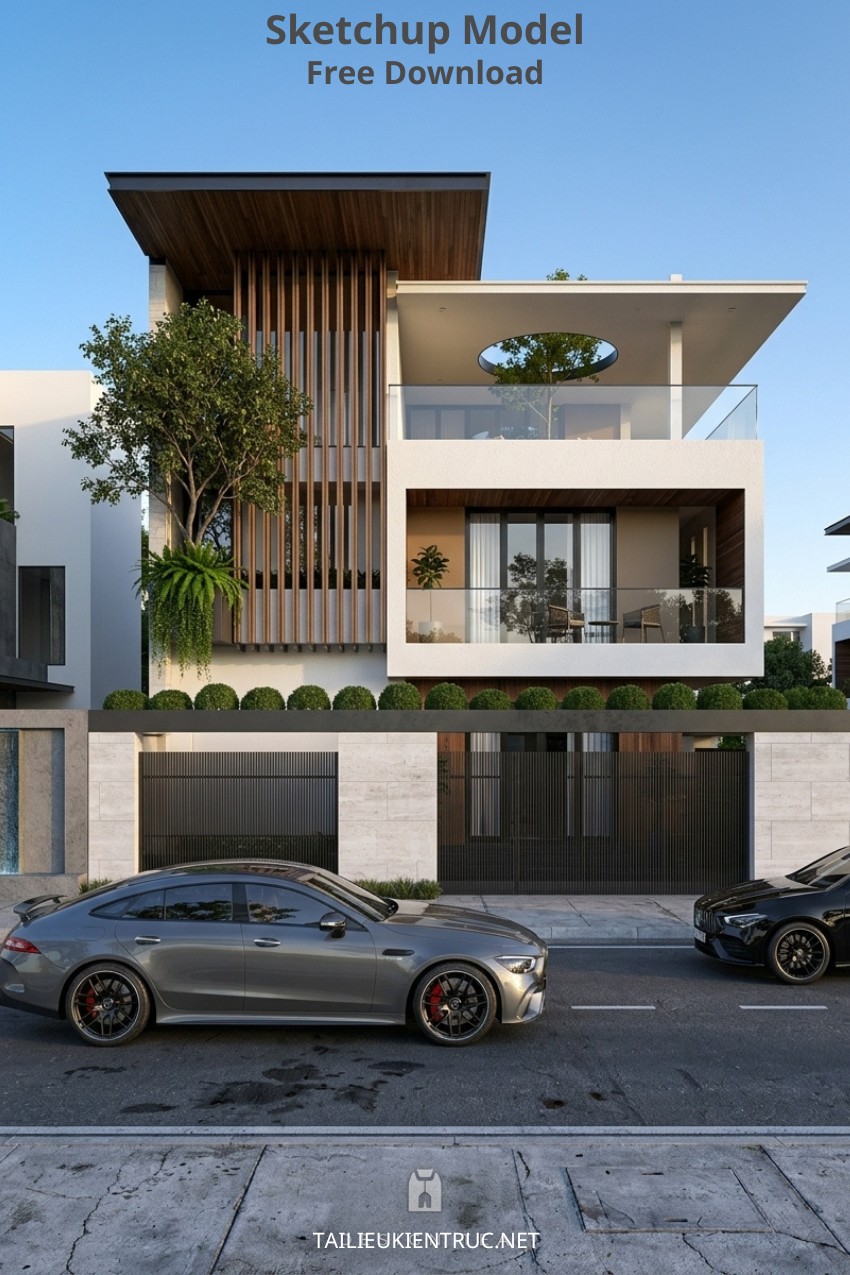 33. Phối cảnh Sketchup biệt thự hiện đại tác giả CaDui