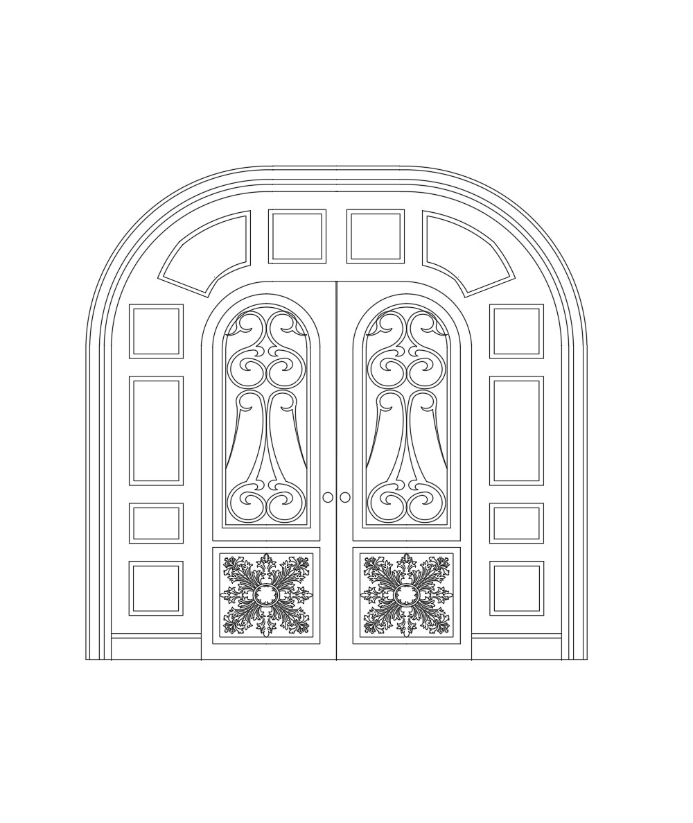 19. Bản vẽ mặt đứng cổng hai cánh miễn phí