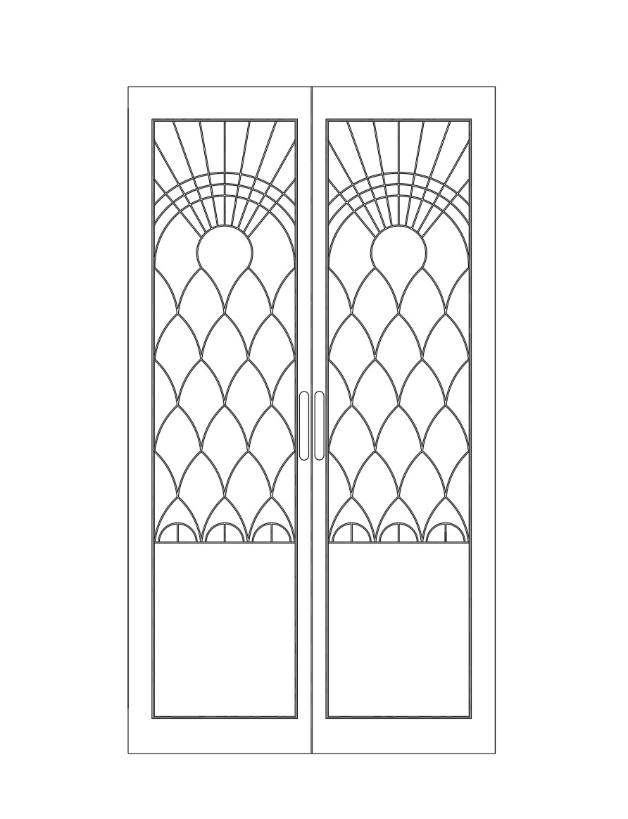 20. Bản vẽ mặt đứng cổng 2 cánh