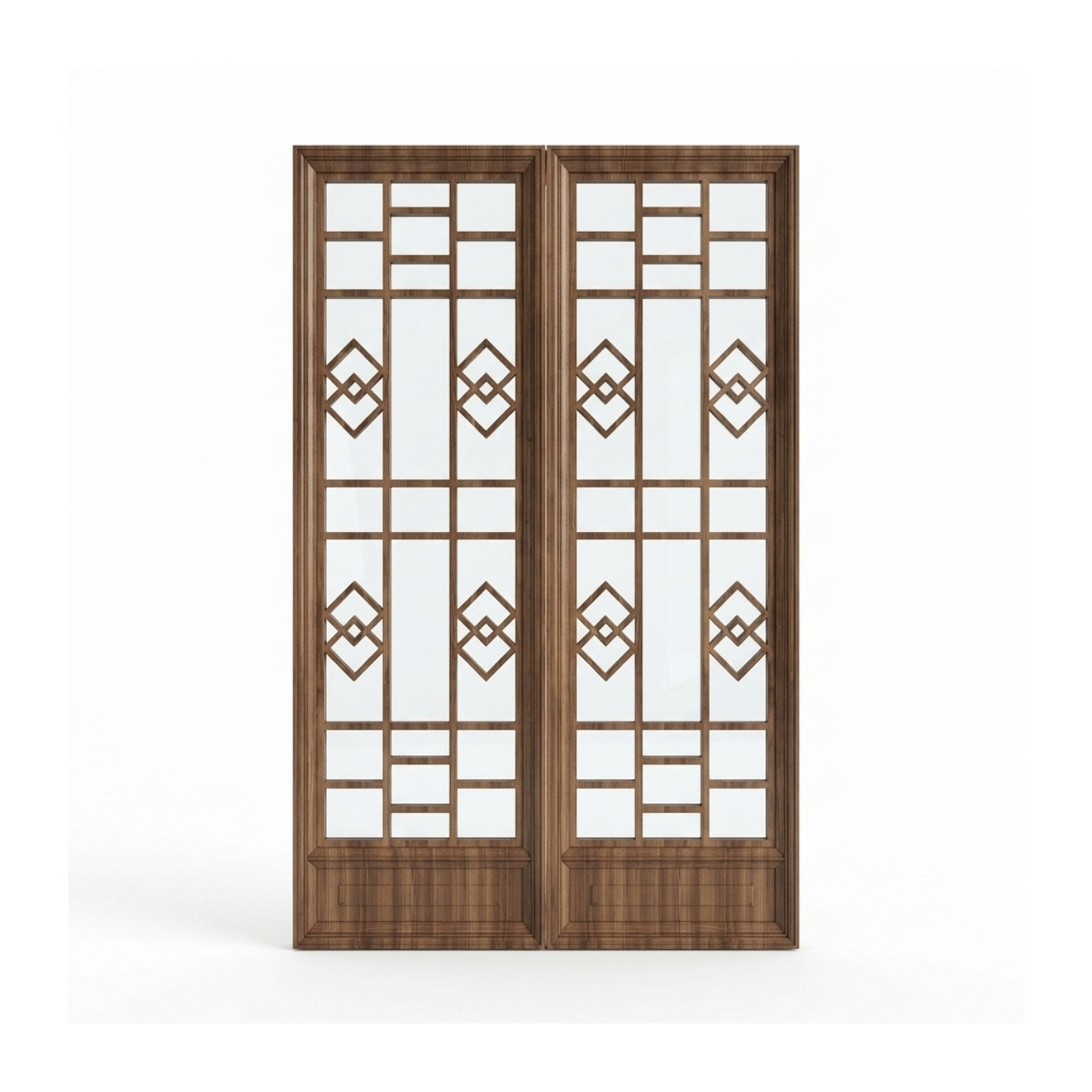 178. Download Model Sketchup Cửa Gỗ Hệ Thủ Công Hoa Văn Hình Học Á Đông