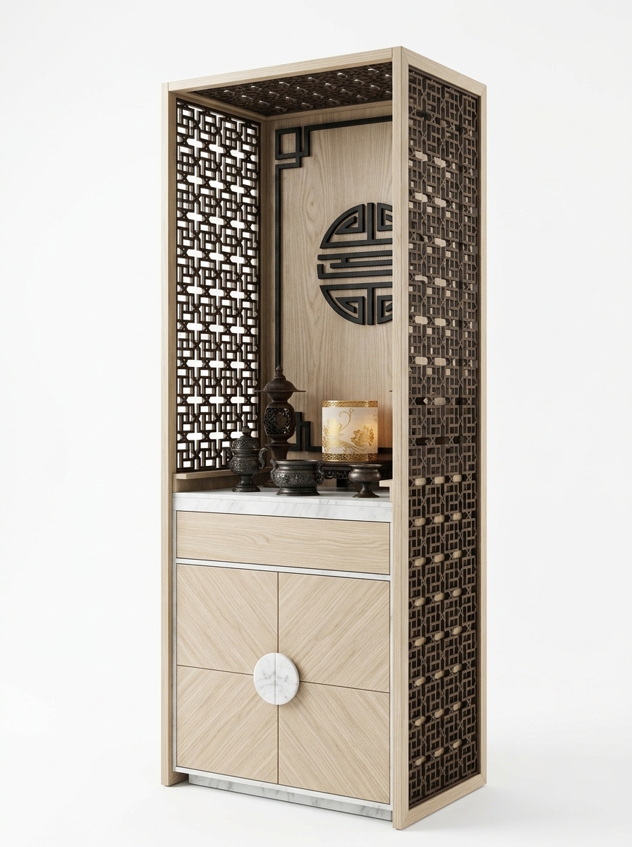 58. Share miễn phí Model SketchUp Tủ thờ hiện đại hoa văn hình học