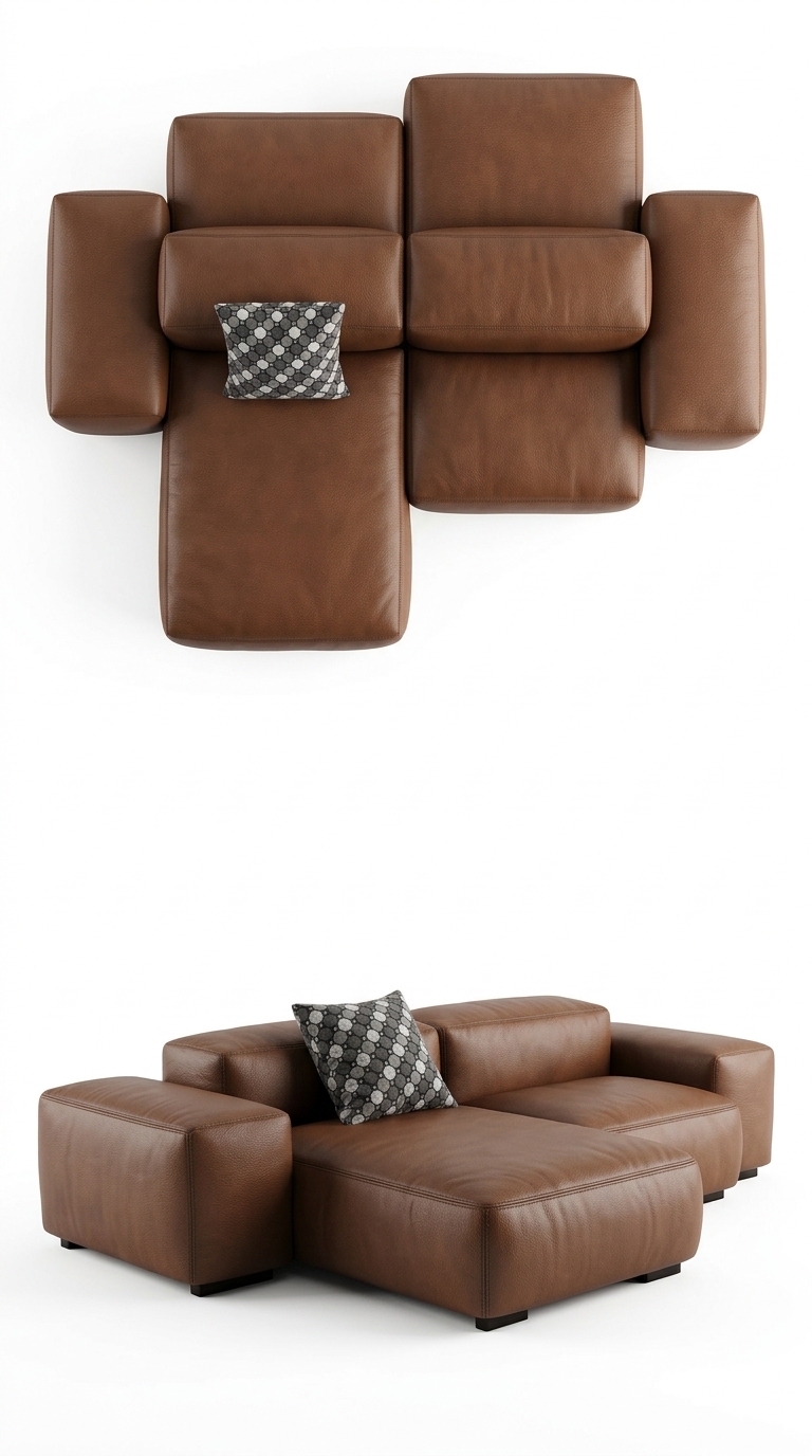 344. File SketchUp sofa da bò module hiện đại cho phòng khách diện tích lớn